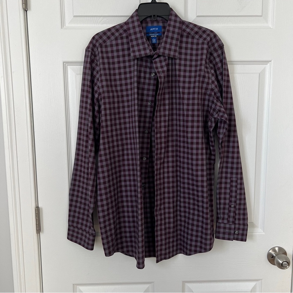Apt. 9 Purple Plaid Long-Sleeve Dress Shirt